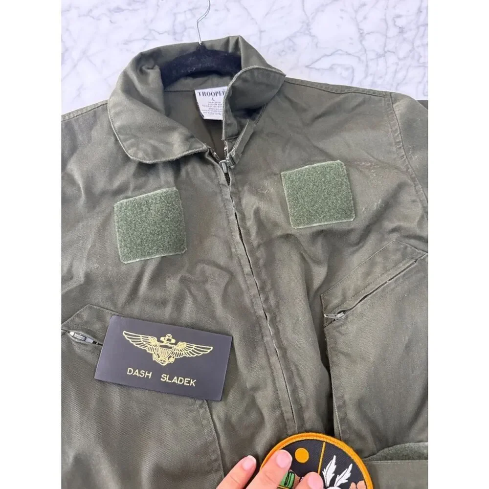 TROOPER Clothing Unisex Youth L Sz 8/10 Military Flight Suit Costume Olive Green